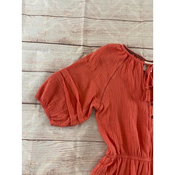 Knox Rose Women's Casual Coral Bohemian Romper - Small - Picture 2 of 13